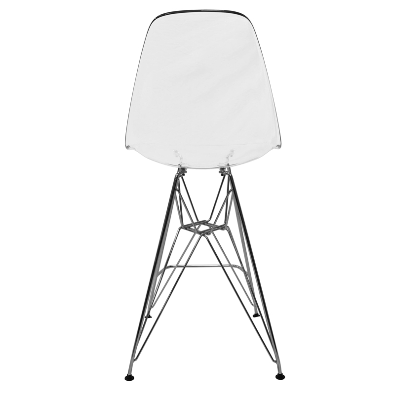 Home Square Plastic Barstool with Chrome Base in Clear - Set of 3