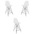 Home Square Plastic Barstool with Chrome Base in Clear - Set of 3