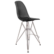 Home Square Plastic Barstool with Chrome Base in Transparent Black - Set of 3
