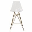 Home Square Plastic Barstool with Chrome Base in Clear and Gold - Set of 3