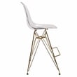 Home Square Plastic Barstool with Chrome Base in Clear and Gold - Set of 3