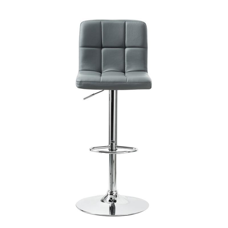 Home Square Adjustable Metal Barstool in Gray Finish - Set of 2