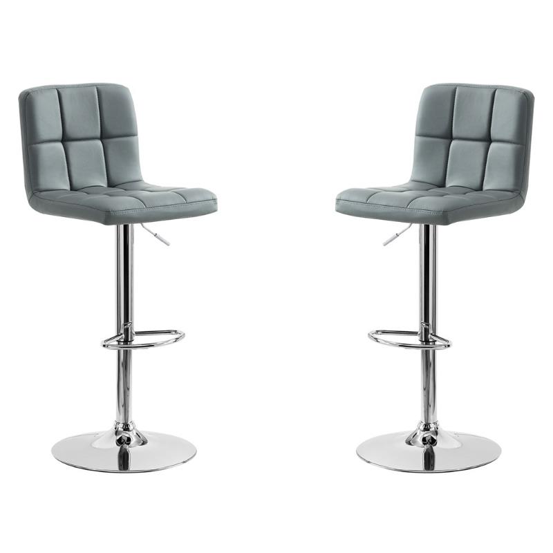 Home Square Adjustable Metal Barstool in Gray Finish - Set of 2