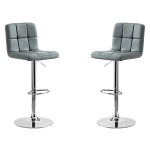 Home Square Adjustable Metal Barstool in Gray Finish - Set of 2