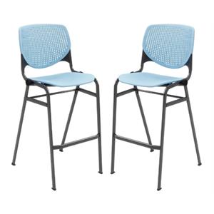 Home Square Steel Frame Barstool in Sky Blue and Black - Set of 2