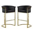 Home Square Velvet and Metal Barstool with Chrome Base in Black - Set of 2