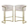 Home Square Velvet Barstool with Chrome Base in Cream - Set of 2