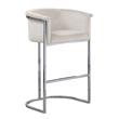 Home Square Velvet and Metal Barstool in Cream & Silver - Set of 2