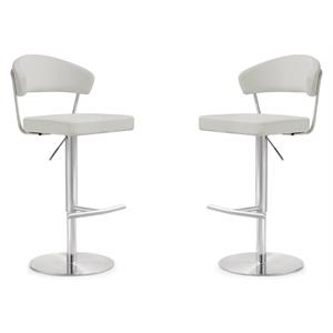Home Square 22&quot Contemporary Fabric and MDF Barstool in Light Gray - Set of 2