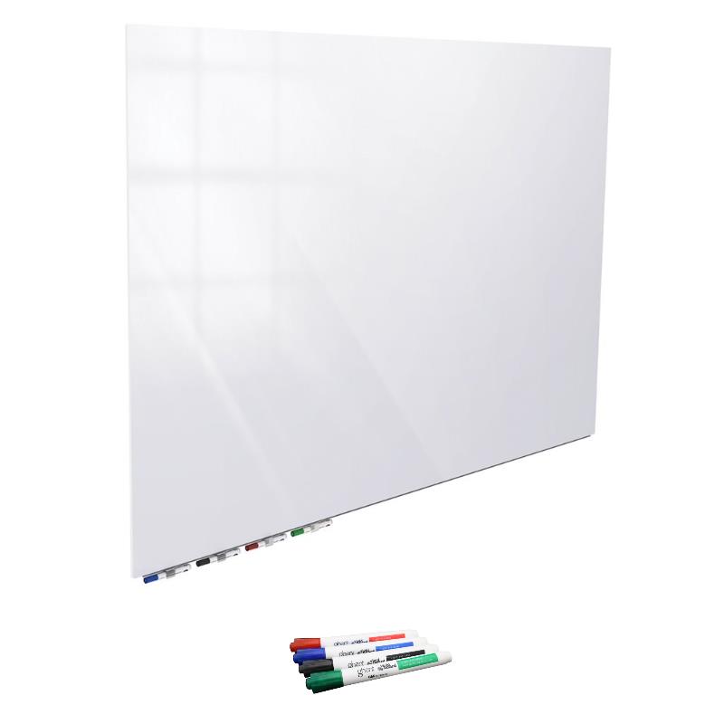 Home Square 2-Piece Set with Glassboard & Markers Assorted 4 Pack in Multi-Color