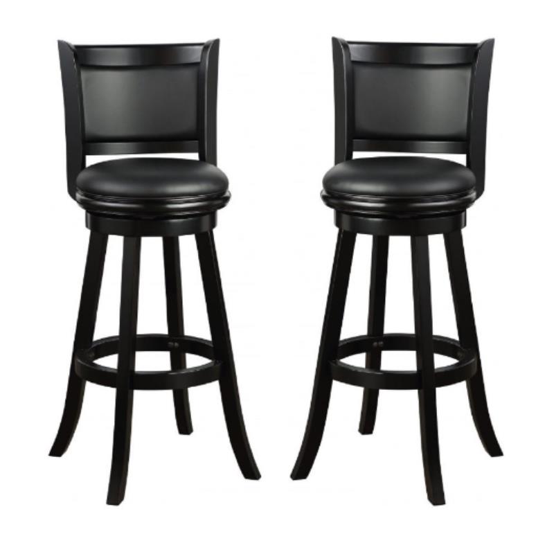 Home Square Extra Tall Swivel Barstool in Black Finish - Set of 2