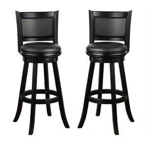 Home Square Extra Tall Swivel Barstool in Black Finish - Set of 2