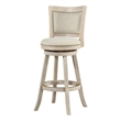 Home Square Swivel Rubberwood Barstool in Ivory Wire Brush - Set of 2
