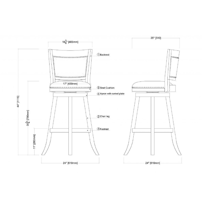 Home Square Swivel Rubberwood Barstool in Ivory Wire Brush - Set of 2
