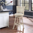 Home Square Swivel Rubberwood Barstool in Ivory Wire Brush - Set of 2