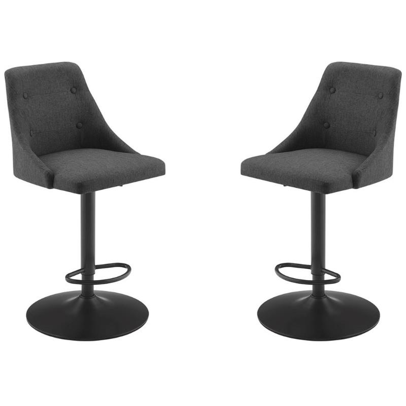 Home Square Adjustable Swivel Base Metal Barstool in Gray - Set of 2
