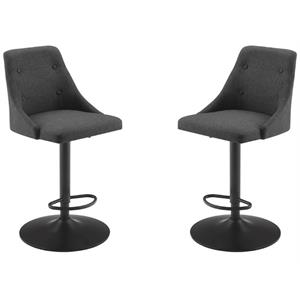 Home Square Adjustable Swivel Base Metal Barstool in Gray - Set of 2