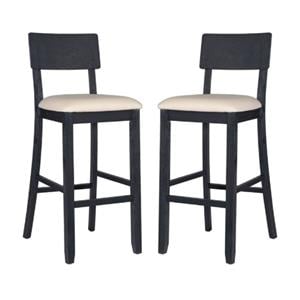 Home Square 31.5&quot Wood Barstool in Dark Charcoal Gray - Set of 2
