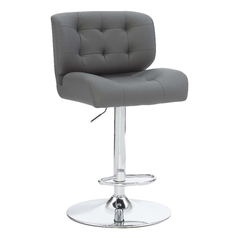 Home Square Metal Chrome Barstool with Upholstered Seat in Gray - Set of 2