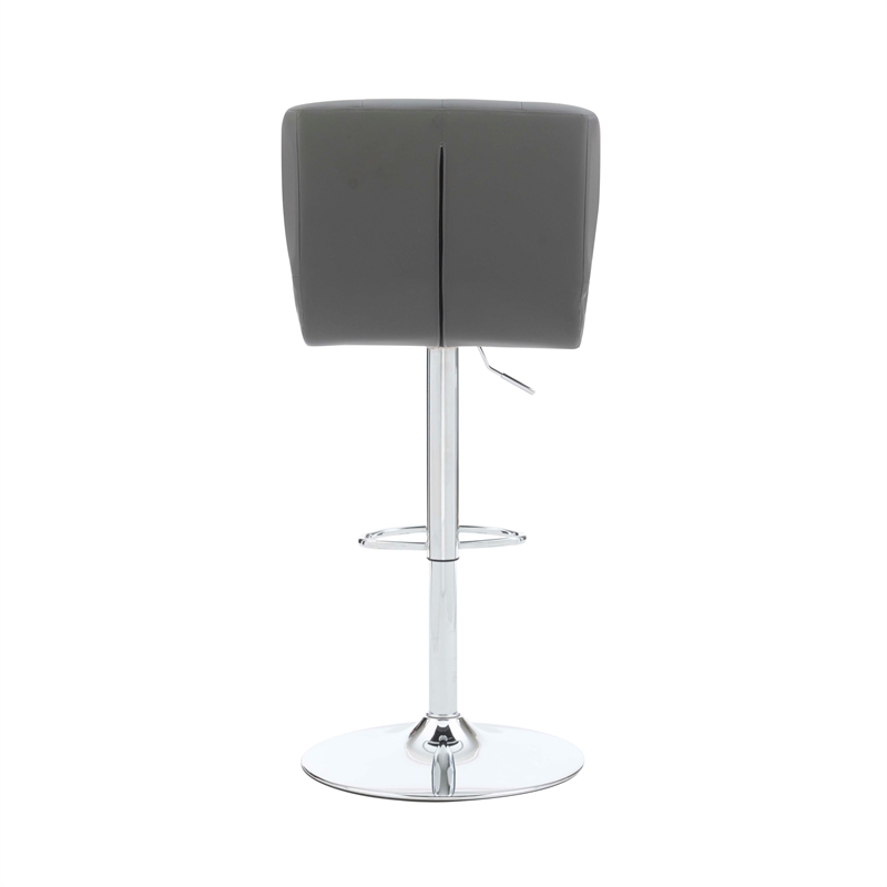 Home Square Metal Chrome Barstool with Upholstered Seat in Gray - Set of 2