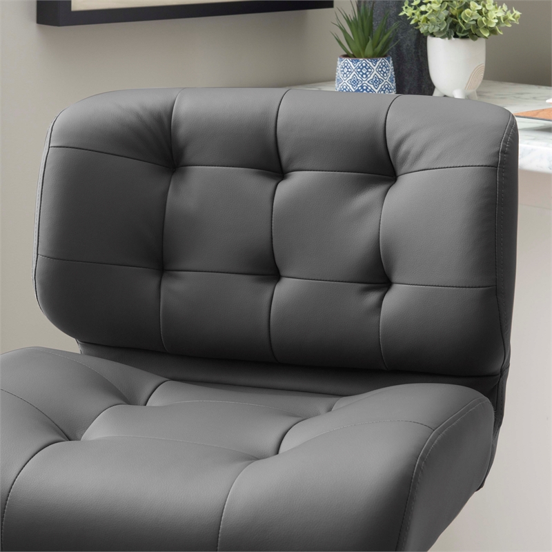 Home Square Metal Chrome Barstool with Upholstered Seat in Gray - Set of 2