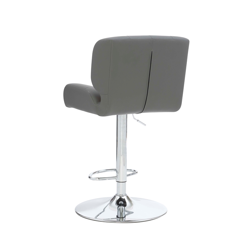 Home Square Metal Chrome Barstool with Upholstered Seat in Gray - Set of 2