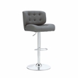 Home Square Metal Chrome Barstool with Upholstered Seat in Gray - Set of 2