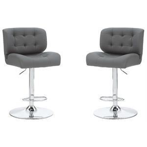 Home Square Metal Chrome Barstool with Upholstered Seat in Gray - Set of 2