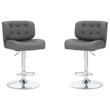 Home Square Metal Chrome Barstool with Upholstered Seat in Gray - Set of 2