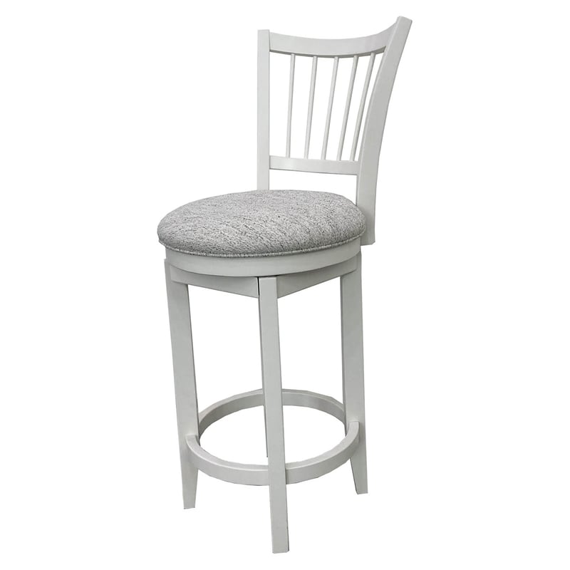 Home Square Modern Wood Spindle Back Swivel Barstool in White - Set of 2