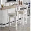 Home Square Modern Wood Spindle Back Swivel Barstool in White - Set of 2