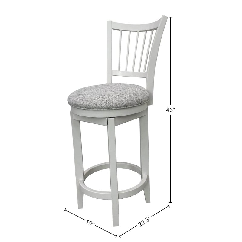 Home Square Modern Wood Spindle Back Swivel Barstool in White - Set of 2