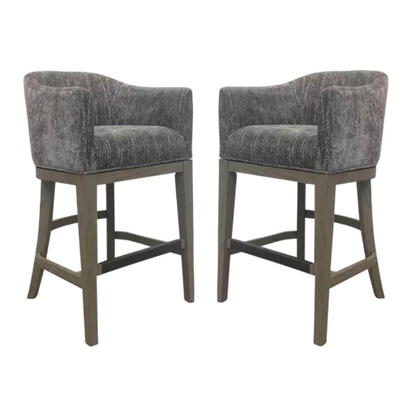 Home Square Modern Wood Swivel Barstool in Gray Finish - Set of 2
