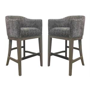 Home Square Modern Wood Swivel Barstool in Gray Finish - Set of 2