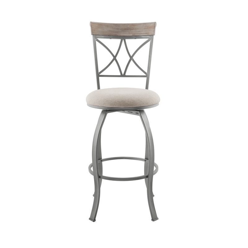 Home Square Metal Swivel Barstool in Pewter Finish - Set of 2