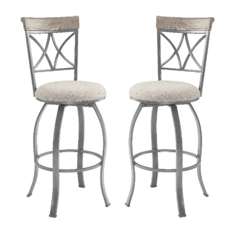 Home Square Metal Swivel Barstool in Pewter Finish - Set of 2
