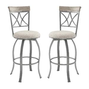 Home Square Metal Swivel Barstool in Pewter Finish - Set of 2