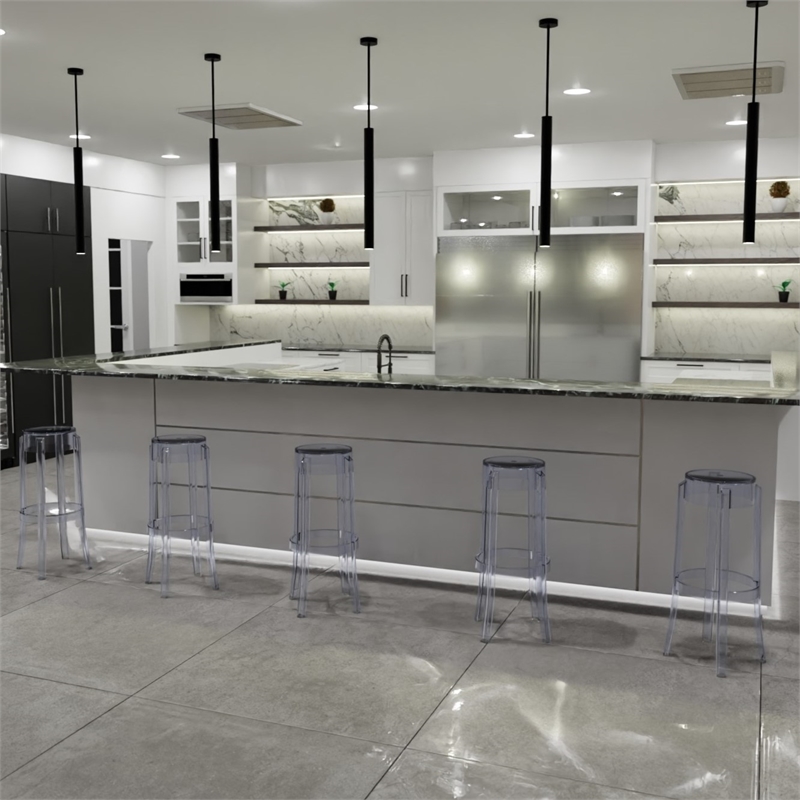 Home Square Plastic Barstool with Acrylic Seat in Clear - Set of 2