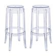 Home Square Plastic Barstool with Acrylic Seat in Clear - Set of 2