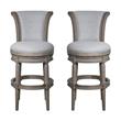 Home Square Wood Swivel Barstool with High Back in Weathered Gray - Set of 2
