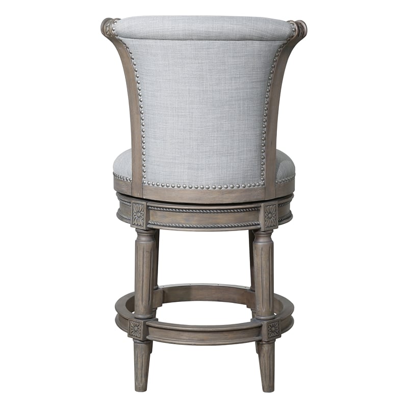 Home Square Wood Counter Height Swivel Barstool in Weathered Gray - Set of 2