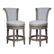Home Square Wood Counter Height Swivel Barstool in Weathered Gray - Set of 2