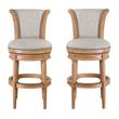 Home Square Wood Bar Height Swivel Barstool in Weathered Oak - Set of 2