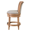 Home Square Swivel Wood Counter Height Barstool in Weathered Oak - Set of 2