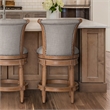 Home Square Swivel Wood Counter Height Barstool in Weathered Oak - Set of 2