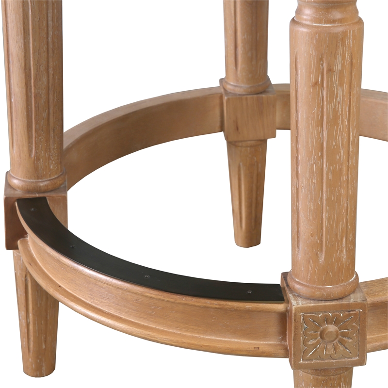 Home Square Swivel Wood Counter Height Barstool in Weathered Oak - Set of 2