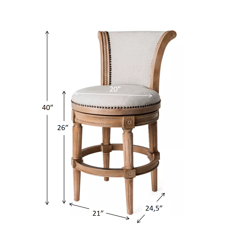 Home Square Swivel Wood Counter Height Barstool in Weathered Oak - Set of 2