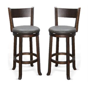 Home Square 30&quot Swivel Solid Wood Barstool in Tobacco Leaf - Set of 2