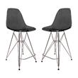 Home Square Plastic Barstool with Chrome Base in Transparent Black - Set of 2