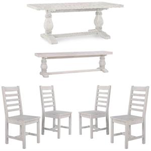 Home Square 6-Piece Set with Dining Table & Bench & 4 Dining Chairs